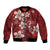 Plumeria Floral Tapa Pattern Oxblood Red Bomber Jacket