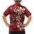 Plumeria Floral Tapa Pattern Oxblood Red Family Matching Mermaid Dress and Hawaiian Shirt