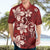 Plumeria Floral Tapa Pattern Oxblood Red Hawaiian Shirt