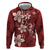 Plumeria Floral Tapa Pattern Oxblood Red Hoodie