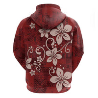 Plumeria Floral Tapa Pattern Oxblood Red Hoodie LT01 - Polynesian Pride