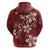 Plumeria Floral Tapa Pattern Oxblood Red Hoodie