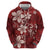 Plumeria Floral Tapa Pattern Oxblood Red Hoodie