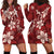 Plumeria Floral Tapa Pattern Oxblood Red Hoodie Dress