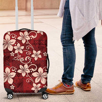 Plumeria Floral Tapa Pattern Oxblood Red Luggage Cover LT01 Red - Polynesian Pride