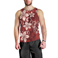 Plumeria Floral Tapa Pattern Oxblood Red Men Tank Top LT01 - Polynesian Pride