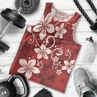Plumeria Floral Tapa Pattern Oxblood Red Men Tank Top LT01 - Polynesian Pride