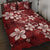 Plumeria Floral Tapa Pattern Oxblood Red Quilt Bed Set