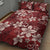 Plumeria Floral Tapa Pattern Oxblood Red Quilt Bed Set