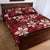 Plumeria Floral Tapa Pattern Oxblood Red Quilt Bed Set