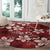 Plumeria Floral Tapa Pattern Oxblood Red Round Carpet