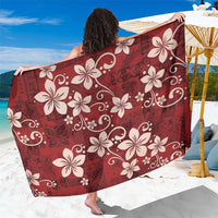 Plumeria Floral Tapa Pattern Oxblood Red Sarong LT01 One Size 44 x 66 inches Red - Polynesian Pride