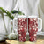 Plumeria Floral Tapa Pattern Oxblood Red Tumbler With Handle