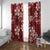 Plumeria Floral Tapa Pattern Oxblood Red Window Curtain