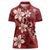 Plumeria Floral Tapa Pattern Oxblood Red Women Polo Shirt