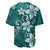 Plumeria Floral Tapa Pattern Crystal Teal Baseball Jersey