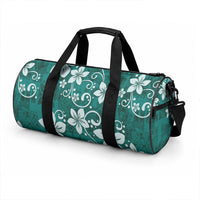Plumeria Floral Tapa Pattern Crystal Teal Duffle Bag LT01 - Polynesian Pride