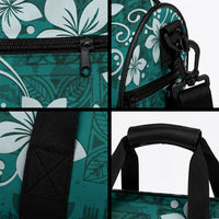 Plumeria Floral Tapa Pattern Crystal Teal Duffle Bag LT01 - Polynesian Pride