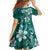 Plumeria Floral Tapa Pattern Crystal Teal Family Matching Summer Maxi Dress and Hawaiian Shirt