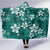 Plumeria Floral Tapa Pattern Crystal Teal Hooded Blanket