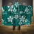 Plumeria Floral Tapa Pattern Crystal Teal Hooded Blanket