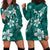 Plumeria Floral Tapa Pattern Crystal Teal Hoodie Dress