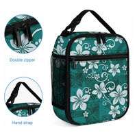 Plumeria Floral Tapa Pattern Crystal Teal Lunch Bag LT01 - Polynesian Pride