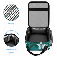 Plumeria Floral Tapa Pattern Crystal Teal Lunch Bag LT01 - Polynesian Pride