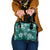 Plumeria Floral Tapa Pattern Crystal Teal Shoulder Handbag