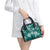 Plumeria Floral Tapa Pattern Crystal Teal Shoulder Handbag