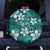 Plumeria Floral Tapa Pattern Crystal Teal Spare Tire Cover