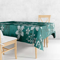 Plumeria Floral Tapa Pattern Crystal Teal Tablecloth LT01 - Polynesian Pride