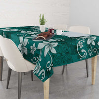 Plumeria Floral Tapa Pattern Crystal Teal Tablecloth LT01 - Polynesian Pride