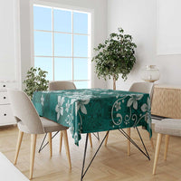Plumeria Floral Tapa Pattern Crystal Teal Tablecloth LT01 - Polynesian Pride