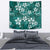 Plumeria Floral Tapa Pattern Crystal Teal Tapestry