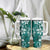 Plumeria Floral Tapa Pattern Crystal Teal Tumbler With Handle