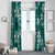 Plumeria Floral Tapa Pattern Crystal Teal Window Curtain