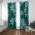 Plumeria Floral Tapa Pattern Crystal Teal Window Curtain