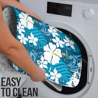 Blue Hawaiian Hibiscus Monstera Bathroom Set Grunge Stylized LT01 - Polynesian Pride