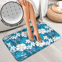Blue Hawaiian Hibiscus Monstera Bathroom Set Grunge Stylized LT01 - Polynesian Pride