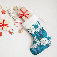 Blue Hawaiian Hibiscus Monstera Christmas Stocking Grunge Stylized LT01 - Polynesian Pride