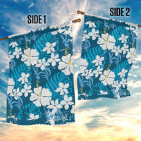 Blue Hawaiian Hibiscus Monstera Garden Flag Grunge Stylized LT01 - Polynesian Pride