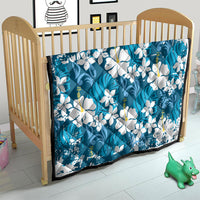 Blue Hawaiian Hibiscus Monstera Quilt Grunge Stylized LT01 - Polynesian Pride