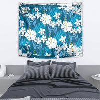 Blue Hawaiian Hibiscus Monstera Tapestry Grunge Stylized LT01 - Polynesian Pride