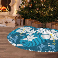 Blue Hawaiian Hibiscus Monstera Tree Skirt Grunge Stylized LT01 - Polynesian Pride