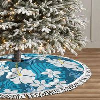 Blue Hawaiian Hibiscus Monstera Tree Skirt Grunge Stylized LT01 - Polynesian Pride