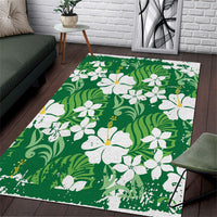 Green Hawaiian Hibiscus Monstera Area Rug Grunge Stylized LT01 Green - Polynesian Pride