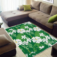 Green Hawaiian Hibiscus Monstera Area Rug Grunge Stylized LT01 - Polynesian Pride