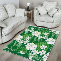 Green Hawaiian Hibiscus Monstera Area Rug Grunge Stylized LT01 - Polynesian Pride