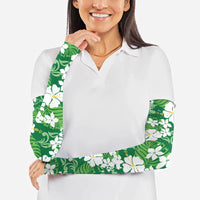 Green Hawaiian Hibiscus Monstera Arm Sleeves Grunge Stylized LT01 - Polynesian Pride